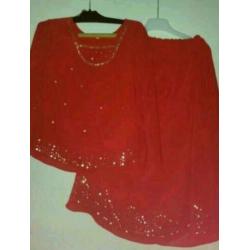 Nieuw Indiase rood pak ghagra choli rok shirt maat 128/134