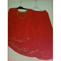 Nieuw Indiase rood pak ghagra choli rok shirt maat 128/134