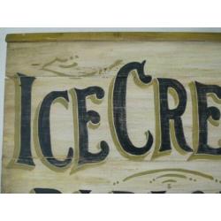 Houten paneel/bord/brocante/antiek/ijs salon/Ice Cream Candy