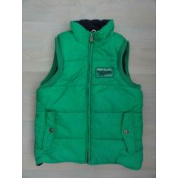 C&A bodywarmer groen blauw fleece gevoerd maat 134