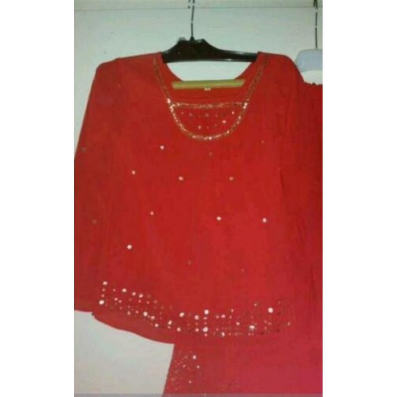 Nieuw Indiase rood pak ghagra choli rok shirt maat 128/134