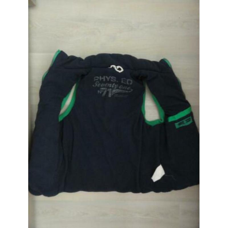 C&A bodywarmer groen blauw fleece gevoerd maat 134