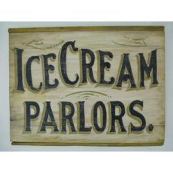 Houten paneel/bord/brocante/antiek/ijs salon/Ice Cream Candy