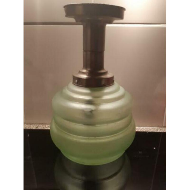 Art deco hanglamp hallamp groen matglas