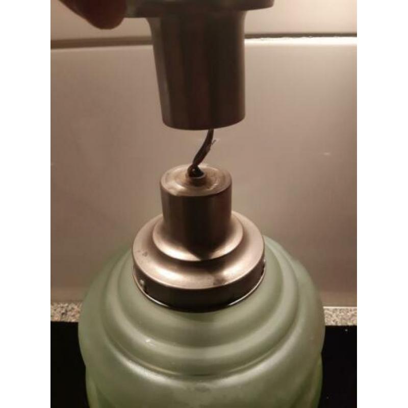 Art deco hanglamp hallamp groen matglas