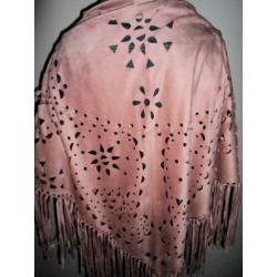 Roze pashmina/omslagdoek ibiza style.