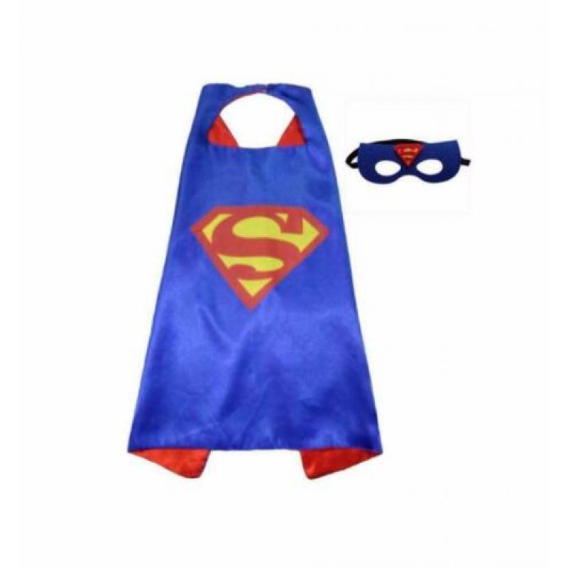 Superman verkleedpak + rode cape + masker, maat 122,128