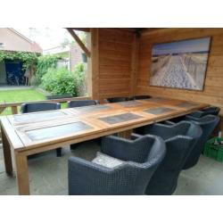 Mooie grote tuintafel Allure Elba plus 10 stoelen