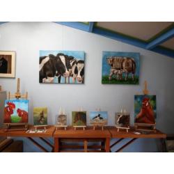 schilderij haan en kip - eigen atelier - kippenschilderij