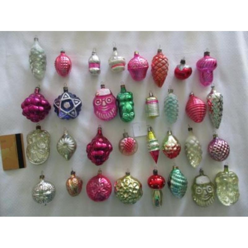 oude antieke glazen kerstballen en figuren 489 st. 1 tm 16