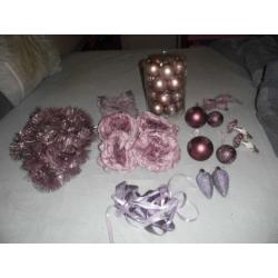 kerst set versiering lila/roze