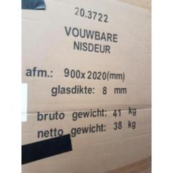 Vouwbare nisdeur douchedeur 90 x 202 veiligheidsglas