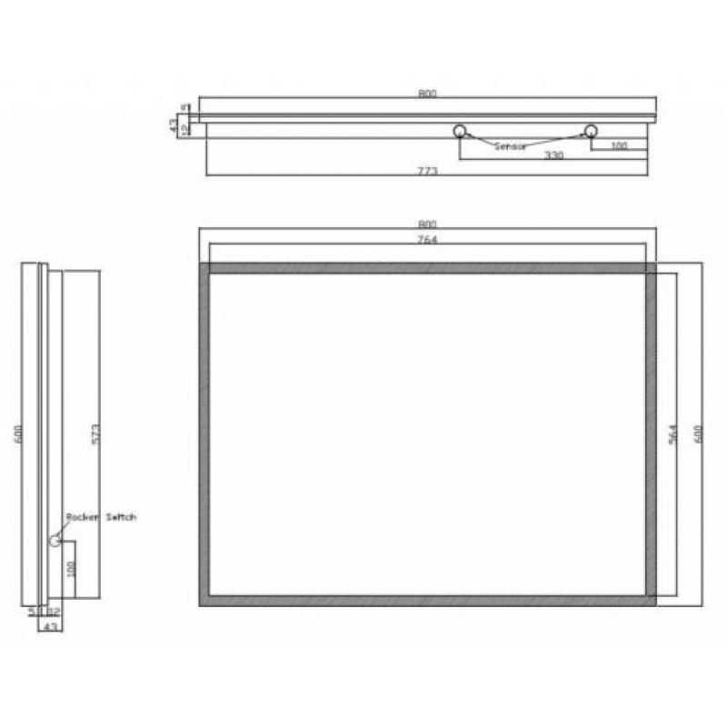 Wiesbaden Quatro-Led dimbare condensvrije spiegel 800x600