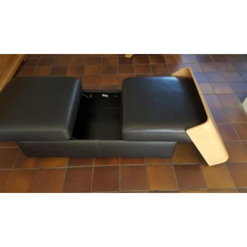 Ekornes Stressless hocker zwart leer met hout