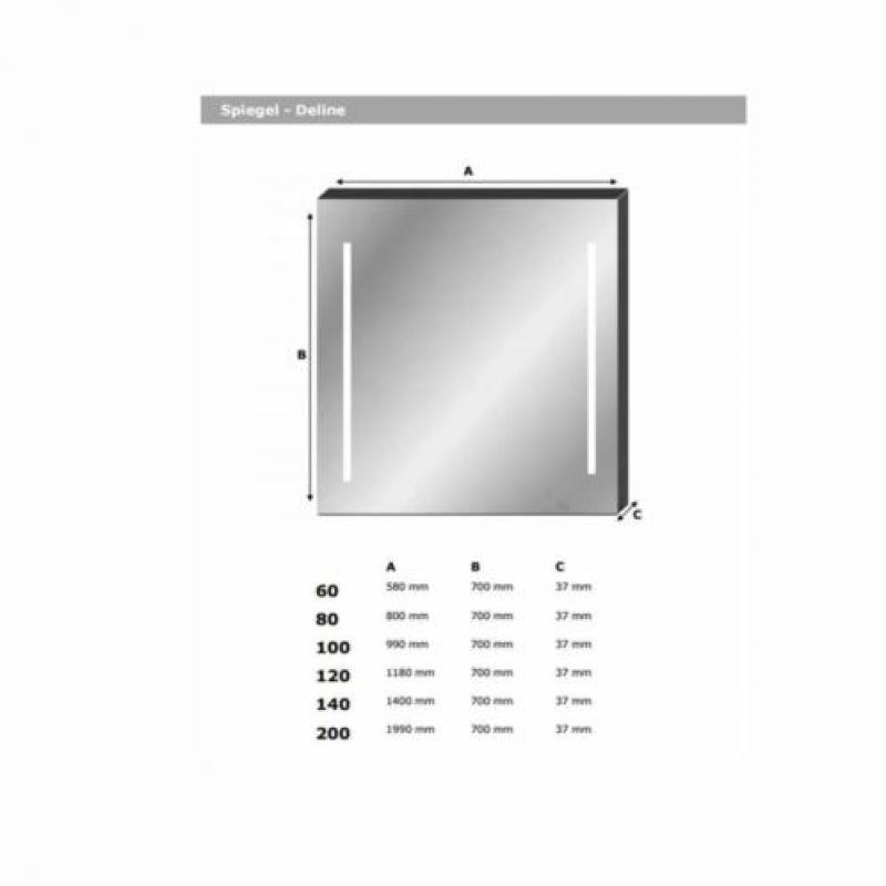 Spiegel Deline Led Verlichting Aluminium Geborsteld (In 6...