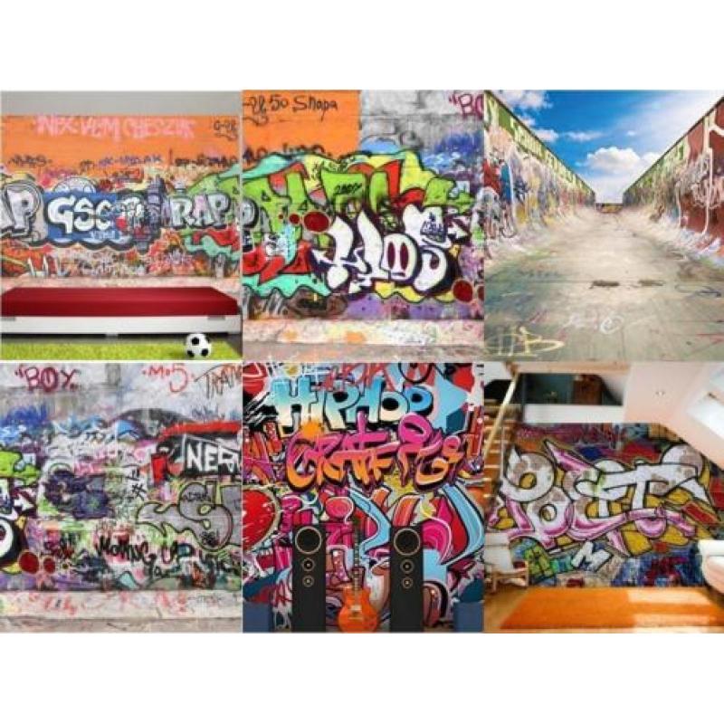 FOTO BEHANG Graffiti diverse afbeeldingen op behang