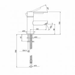 Wastafelkraan Xenz Duero 15 cm Mat Zwart