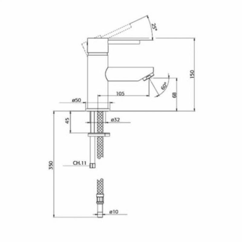 Wastafelkraan Xenz Duero 15 cm Mat Zwart