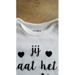 Hema romper wit met zwart maat 50 / 56